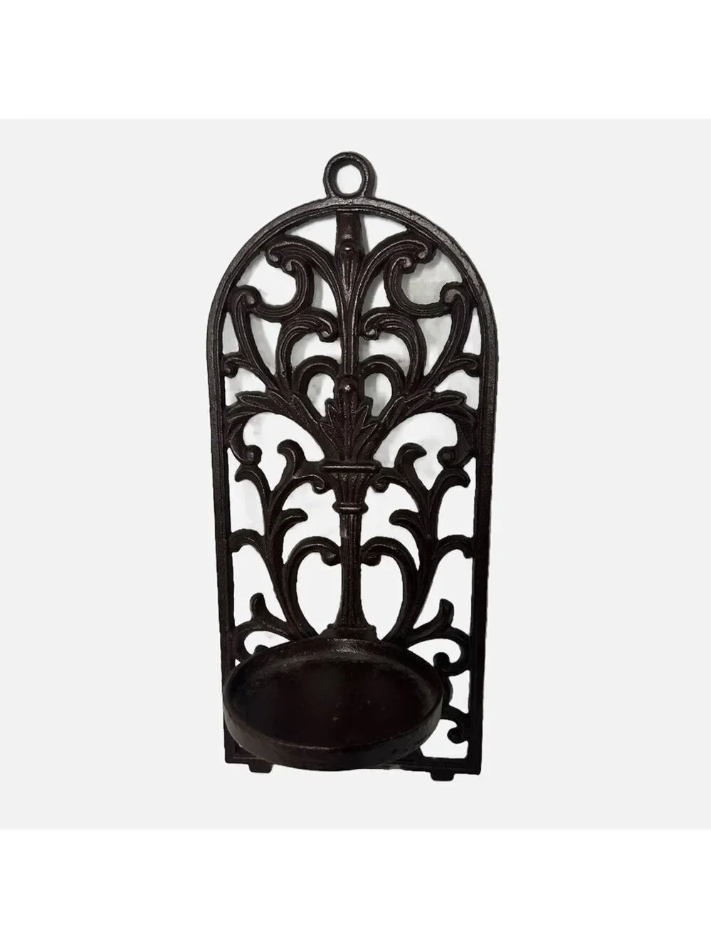 Cast Iron Wall Candle Holder French Country Brown Heavy